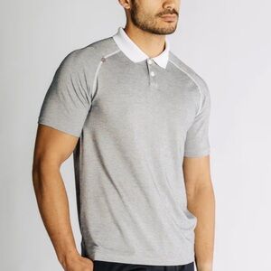 RHONE Men’s Delta Pique Polo Golf Shirt, size Large black white micro pattern